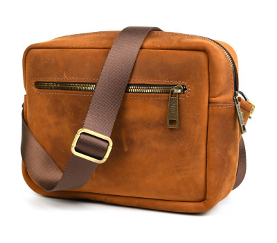 Шкіряна сумка через плече RB-7311-4lx TARWA коньячний крейзі хорс