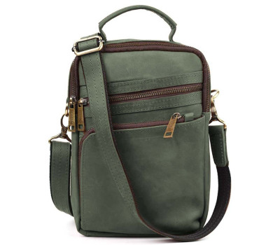 Сумка через плече з ручкою вертикальна TARWA RE-0120-4lx зелена крейзі