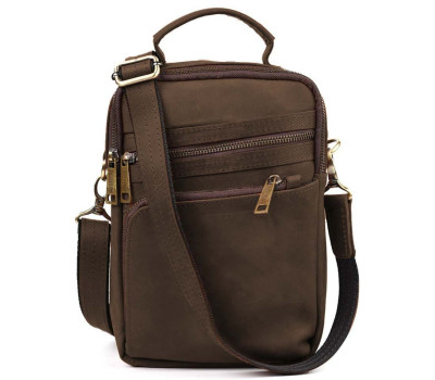 Сумка через плече з вертикальною ручкою TARWA RC-0120-4lx коричнева крейзі хорс
