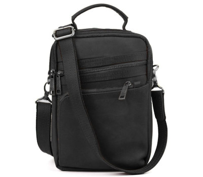 Сумка через плече з вертикальною ручкою TARWA RA-0120-4lx чорна крейзі хорс