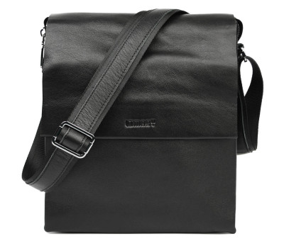 Чоловіча сумка через плече на три відділення велика Limary Lim-373GA чорна Наппа