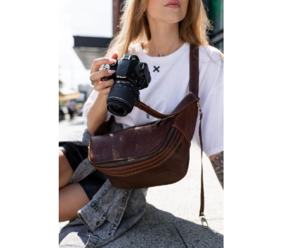 Сумка бананка для фотоапарата шкіряна TARWA GB-1313-4lx теракот