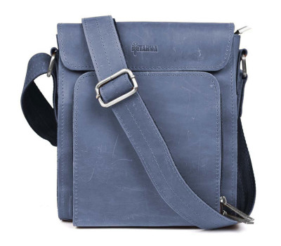 Чоловічі шкіряні сумки через плече RK-30272-3md TARWA крейзі хорс синій