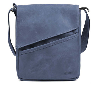 Чоловічі шкіряні сумки через плече RK-1302-3md TARWA синя крейзі хорс