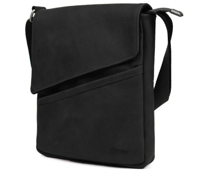 Чоловічі шкіряні сумки через плече RA-1302-3md TARWA чорна крейзі хорс