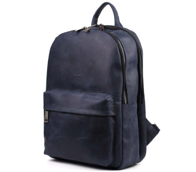 Чоловічий рюкзак шкіряний TARWA RK-7273-3md синій крейзі хорс