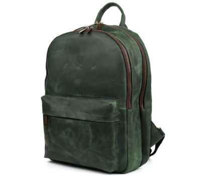 Чоловічий шкіряний рюкзак TARWA RE-7273-3md зелений крейзі хорс