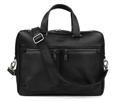Мужская кожаная деловая сумка черная FA-4664-4lx TARWA на два отделения