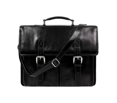 Шкіряний портфель італійський чоловічий - The Time Machine - чорний Time Resitance 5231101