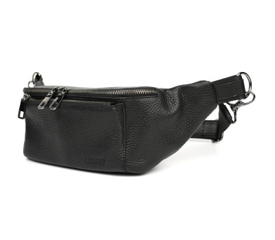 Шкіряна бананка напоясна сумка Limary Lim-233FA чорний флотар