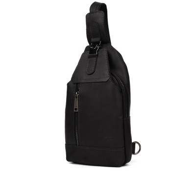 Чоловічий рюкзак слінг шкіряний чорний TARWA RA-0116-3md