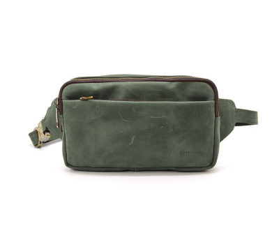 Сумка напоясна на два відділення TARWA RE-0704-3md зелена шкіра
