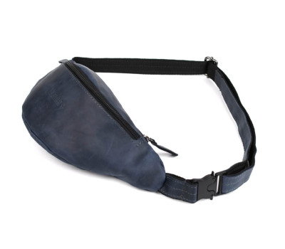 Шкіряна сумка на пояс бананка LIMARY Lim-035RK синя