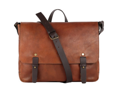 Велика шкіряна сумка месенджер Time Resistance - I Capture the Castle 5228901 коньячна