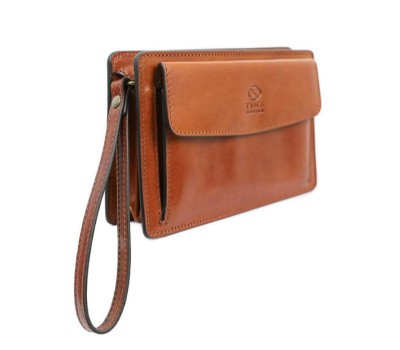 Шкіряний гаманець-клатч - Decameron - Коньячно-коричневий колір - Time Resistance 5225501