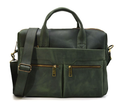 Чоловіча шкіряна зелена сумка RE-7122-3md TARWA