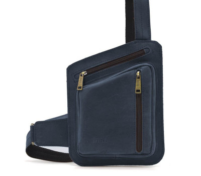 Шкіряна нагрудна сумка, рюкзак-слінг із кінської шкіри TARWA RK-235-3md