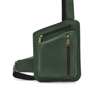 Шкіряна нагрудна сумка, рюкзак-слінг із кінської шкіри TARWA RE-235-3md