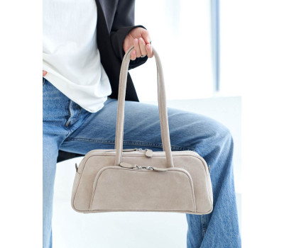 Замшева жіноча сумка «Alexa» бежева WeLassie