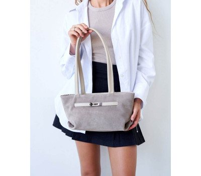 Жіноча сумка «Карен» зі встакою з натуральної замші бежева WeLassie