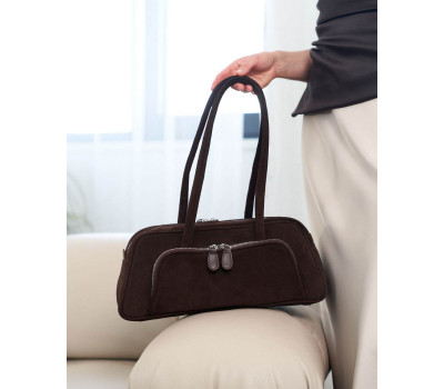 Замшева жіноча сумка «Alexa» шоколадна WeLassie