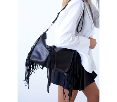 Шкіряна жіноча сумка «Пака» чорна WeLassie