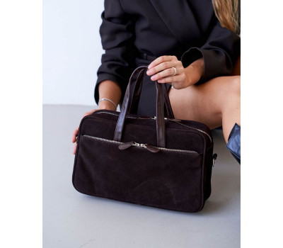 Замшева сумка «Вега» зі вставкою шоколадна WeLassie