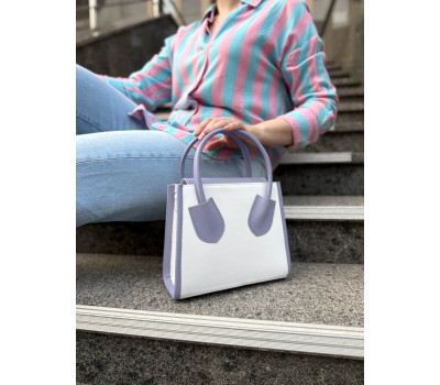 Сумка жіноча "Пінаколада" натуральна шкіра, біла/бузкова матова