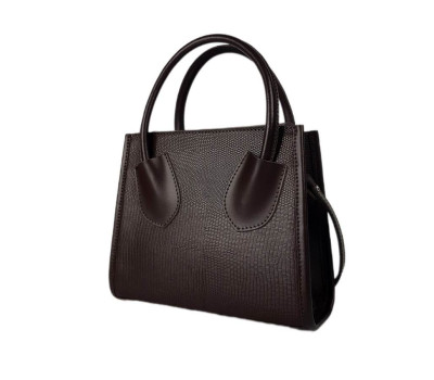 Сумка жіноча "Пінаколада" натуральна шкіра, коричнеа (шоколад)  з тисненням рептилія