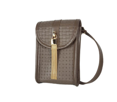 Сумка жіноча "Лайк" натуральна шкіра, бежева (капучіно) тиснення венето , з ланцюжком