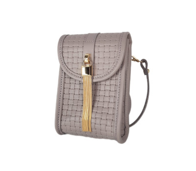 Сумка жіноча "Лайк" натуральна шкіра, бежева (лате) тиснення венето , з ланцюжком