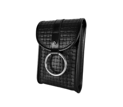 Сумка жіноча "Лайк" натуральна шкіра, чорна тиснення  венето , з кільцем