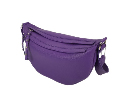 Сумка жіноча бананка "Джой" натуральна шкіра, фіолетовий флотар