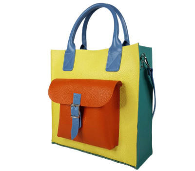 Сумка жіноча "ГАРДА" натуральна шкіра, натуральна шкіра, жовтий/бірюза/помаранчевий/блакитний
