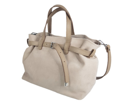 Сумка жіноча "Хлоя" натуральна шкіра,бежева (слонова кістка) флотар/замша