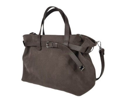 Сумка жіноча "Хлоя" натуральна шкіра, коричневий (капучино) флотар/замша