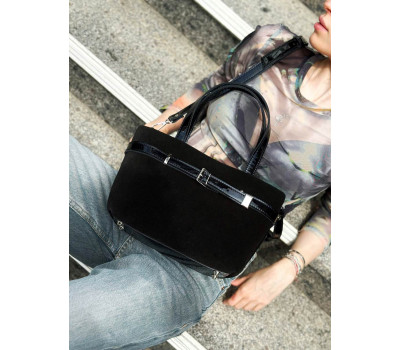 Сумка жіноча "Лоліта" натуральна шкіра та замша, чорна