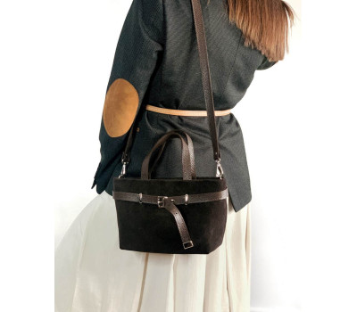 Сумка жіноча "Лоліта" натуральна шкіра та замша, коричнева (шоколад)