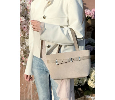 Сумка жіноча "Лоліта" натуральна шкіра та замша, бежева (слонова кістка)