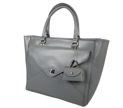 Сумка жіноча "Бона" натуральна шкіра, сіра матова
