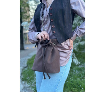 Сумка жіноча "Бель" натуральна шкіра, замша, коричневий (капучіно)