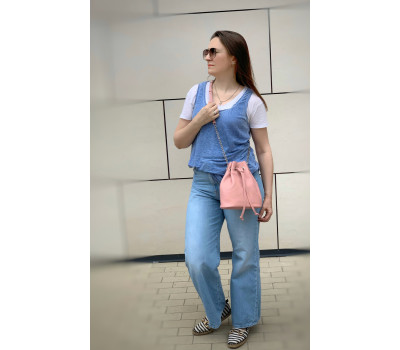 Сумка жіноча "Бель" натуральна шкіра, рожева флотар