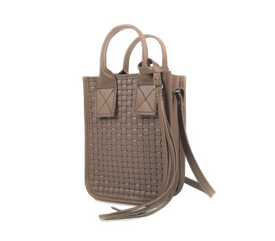 Сумка жіноча "Амелі"" натуральна шкіра, бежева (капучіно) з тисненням венето