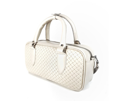 Сумка жіноча "Бріджит" натуральна шкіра, колір слонова кістка , тиснення вінето