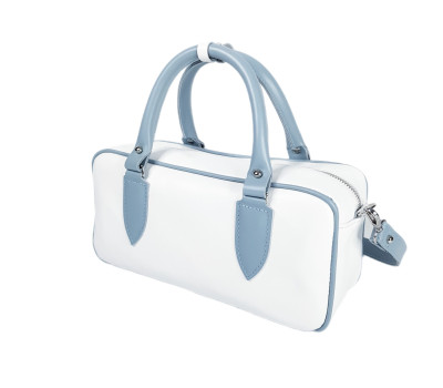 Сумка жіноча "Бріджит" натуральна шкіра, колір біла/блакитна