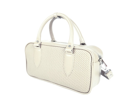 Сумка жіноча "Бріджит" натуральна шкіра, колір слонова кістка , тиснення плетінка