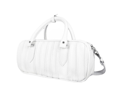 Сумка жіноча "Бріджит" натуральна шкіра,біла, тиснення флотар