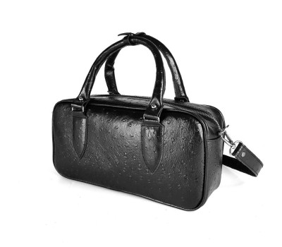 Сумка жіноча "Бріджит" натуральна шкіра страуса (тиснення), чорний