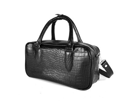 Сумка жіноча "Бріджит" натуральна шкіра, чорний , тиснення під крокодил