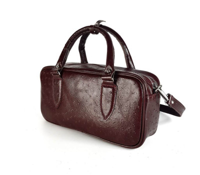 Сумка жіноча "Бріджит" натуральна шкіра страус (тиснення),бургунді